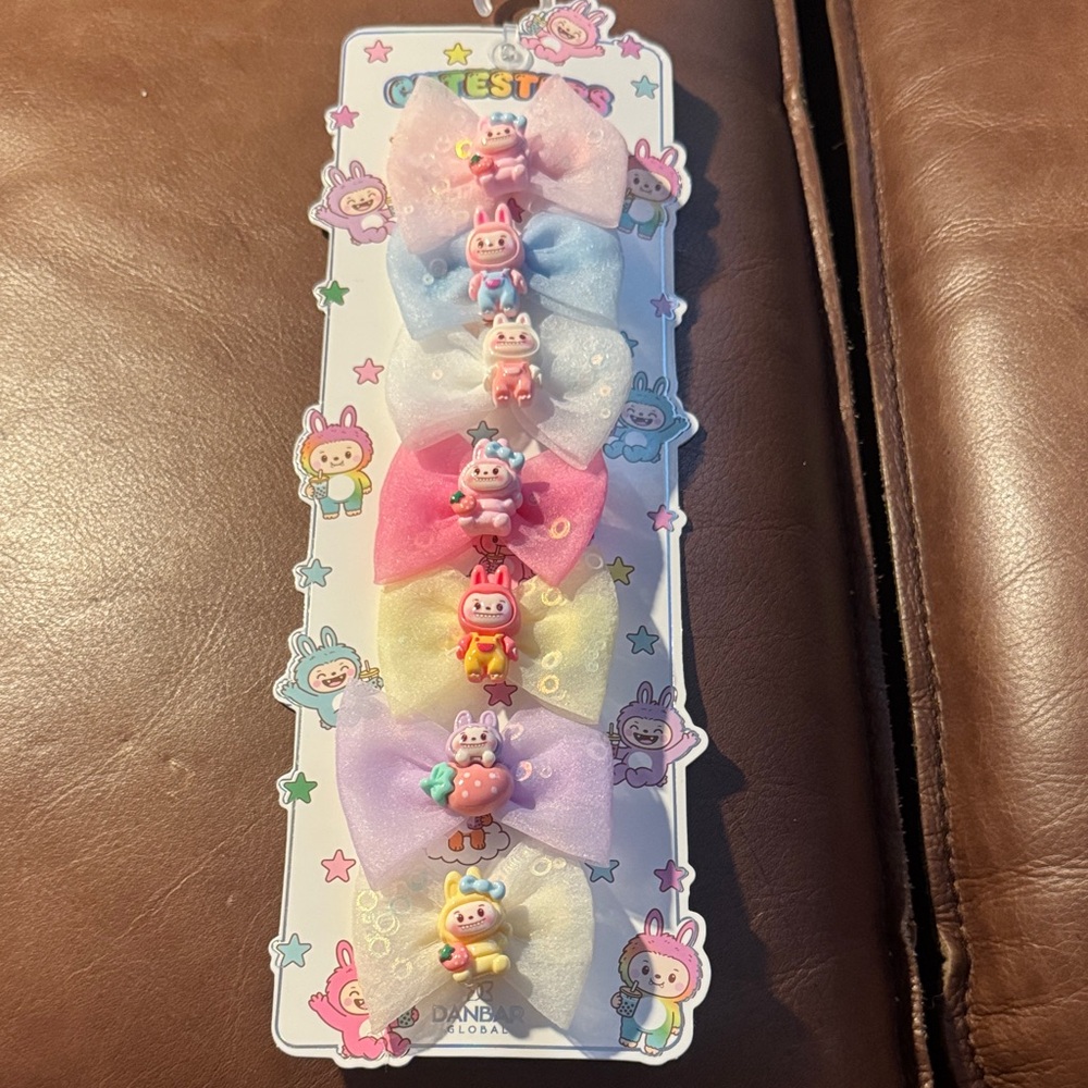 Labubu Colorful Bow Hair Clips for Kids